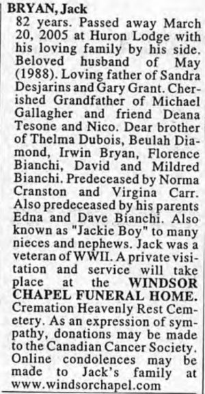 Windsor Star OBITUARIES 2005