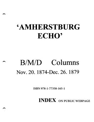 AMHERSTBURG ECHO Births, Marriages and Death Notices 1874-1879