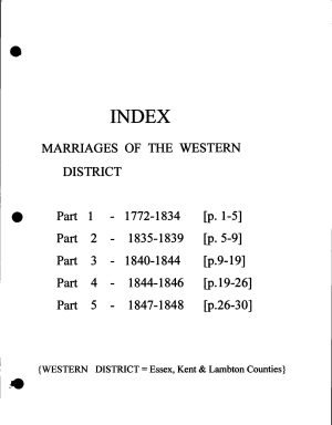 An INDEX of the Marriages of the Western District 1772-1848