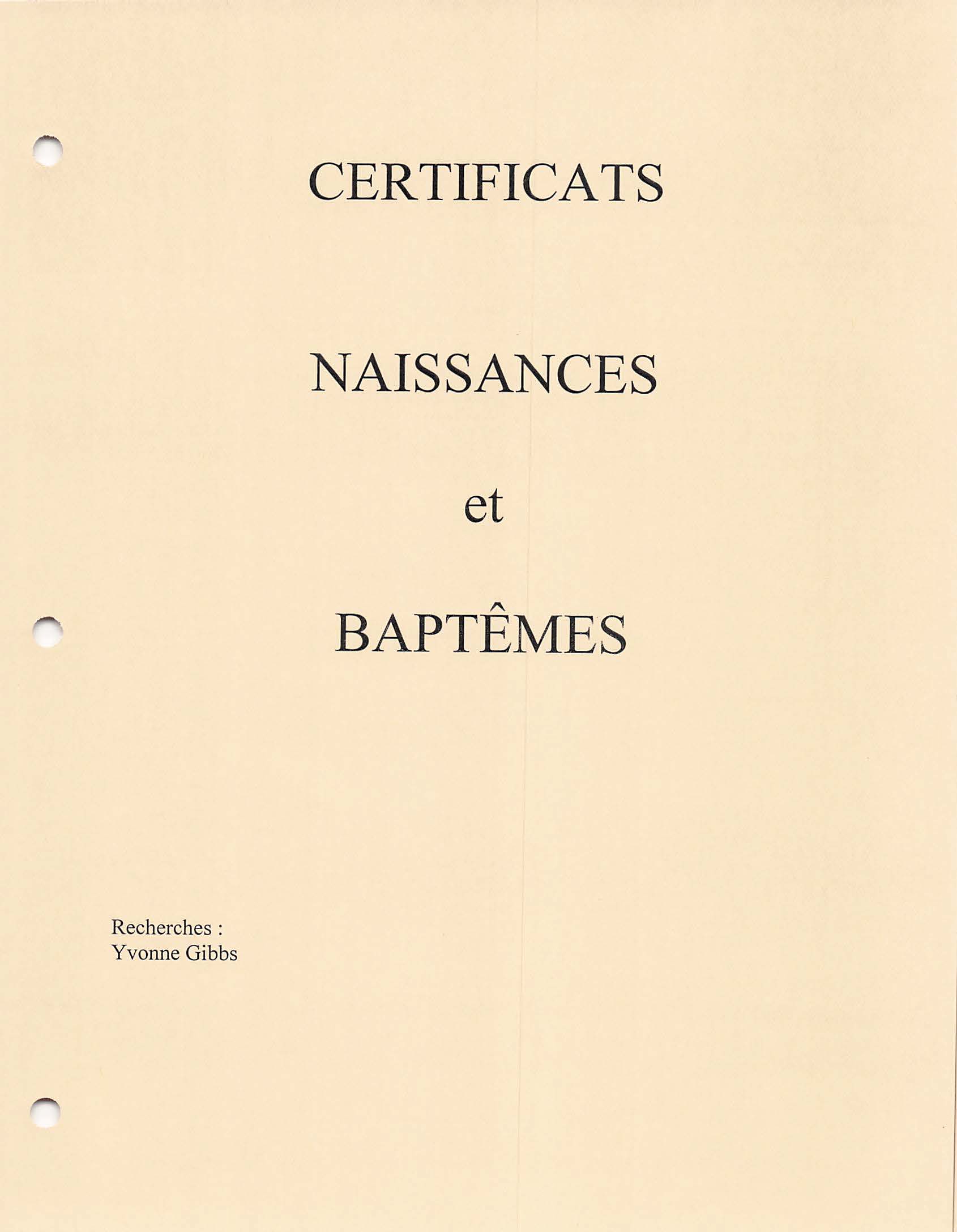 Births and Baptismal Certificates (FORC Collection)