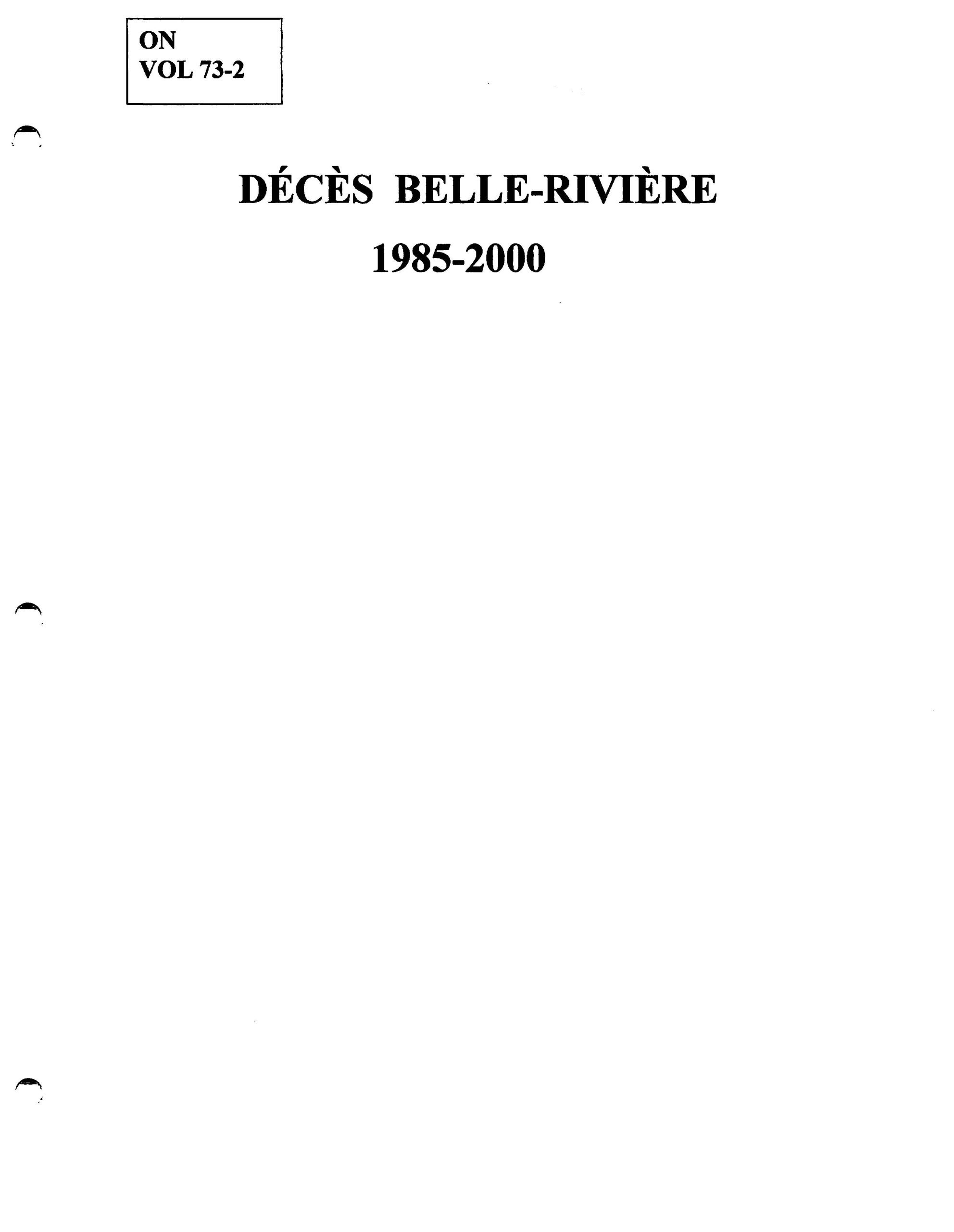 DÉCÈS BELLE-RIVIÈRE (St-Simon et St-Jude), 1985-2000